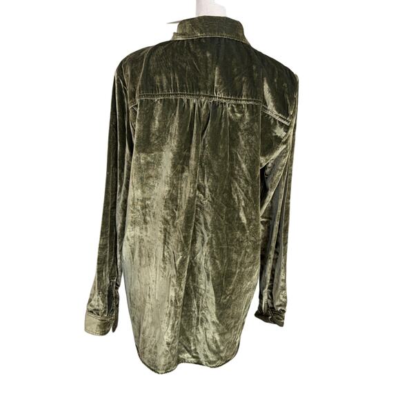 Maeve Anthropologie Olive Green Velvet Button Down Top Womens Size 6 NEW - Picture 6 of 6